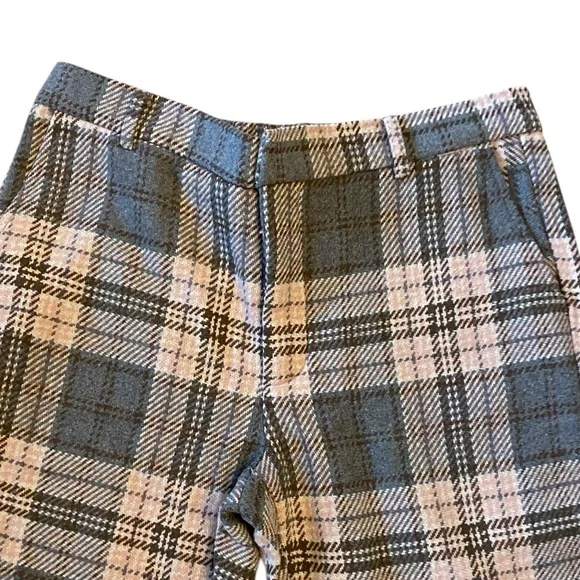 Area Stars Plaid Flare Leg Pants With Belt Loops in Gray/Pink Size L - Picture 4 of 7